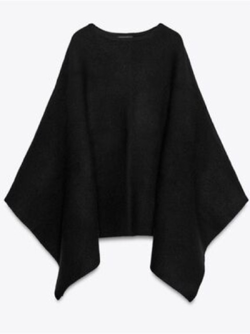 Zara Ribbed Knit Poncho - Black -‎ Medium - NWT